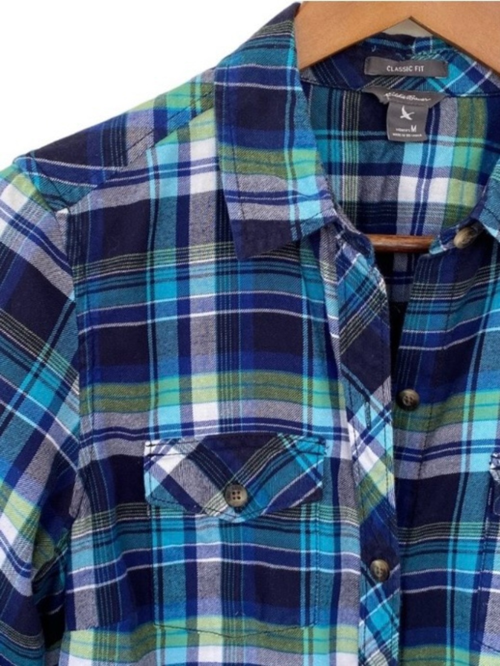 Eddie Bauer 100% Cotton Flannel Button Down Plaid Shirt | M